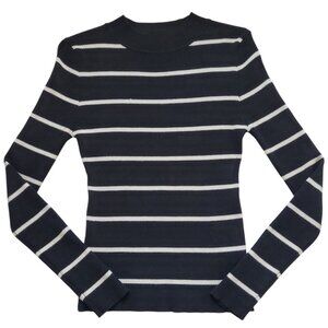 Black & White Striped Mock Neck Sweater Salty Wave Womens Size Small